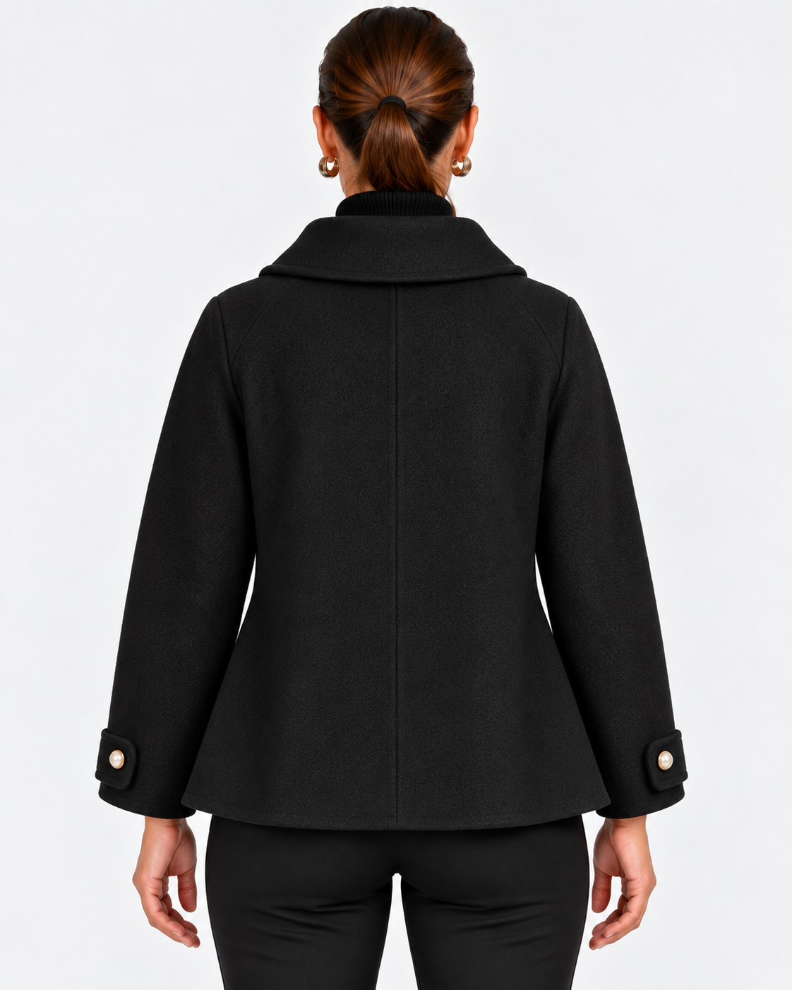 Beatrix-Ivy | Women's Pearl-Button Wool Blend Peacoat