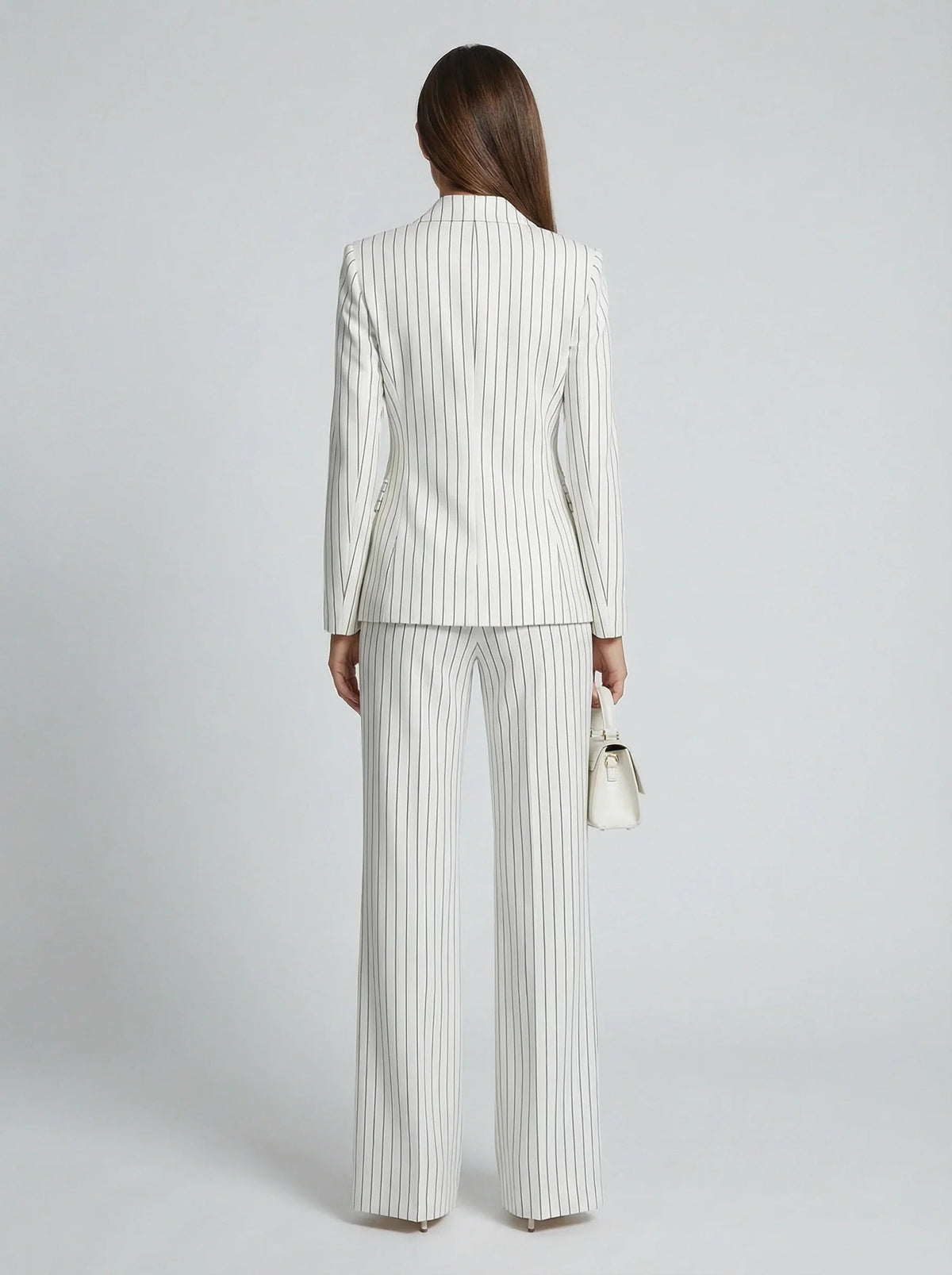 Ophelia-Simone | Women's Pinstripe Double-Breasted Blazer Set