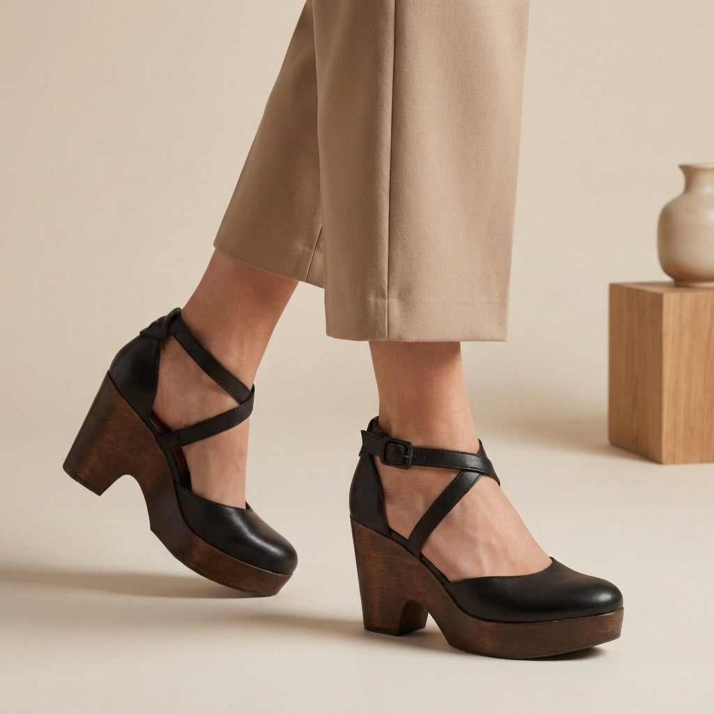 Opal | Women's Platform Mary Jane Heels with Ankle Strap