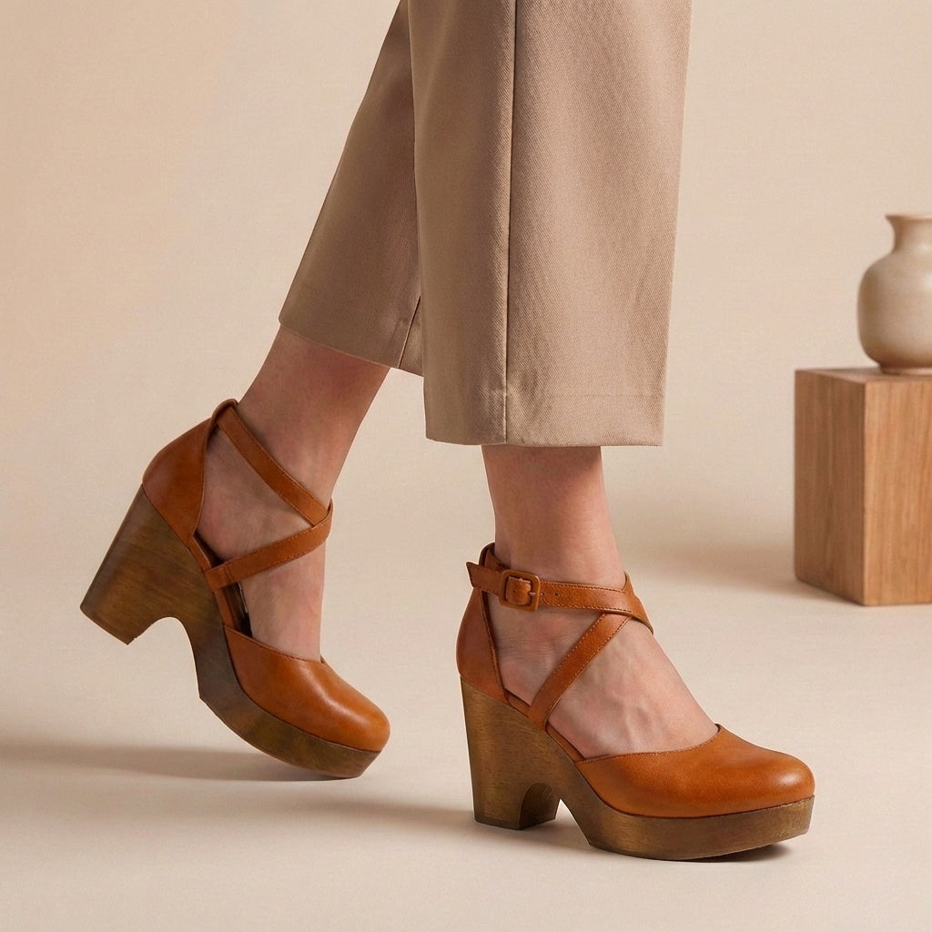Opal | Women's Platform Mary Jane Heels with Ankle Strap
