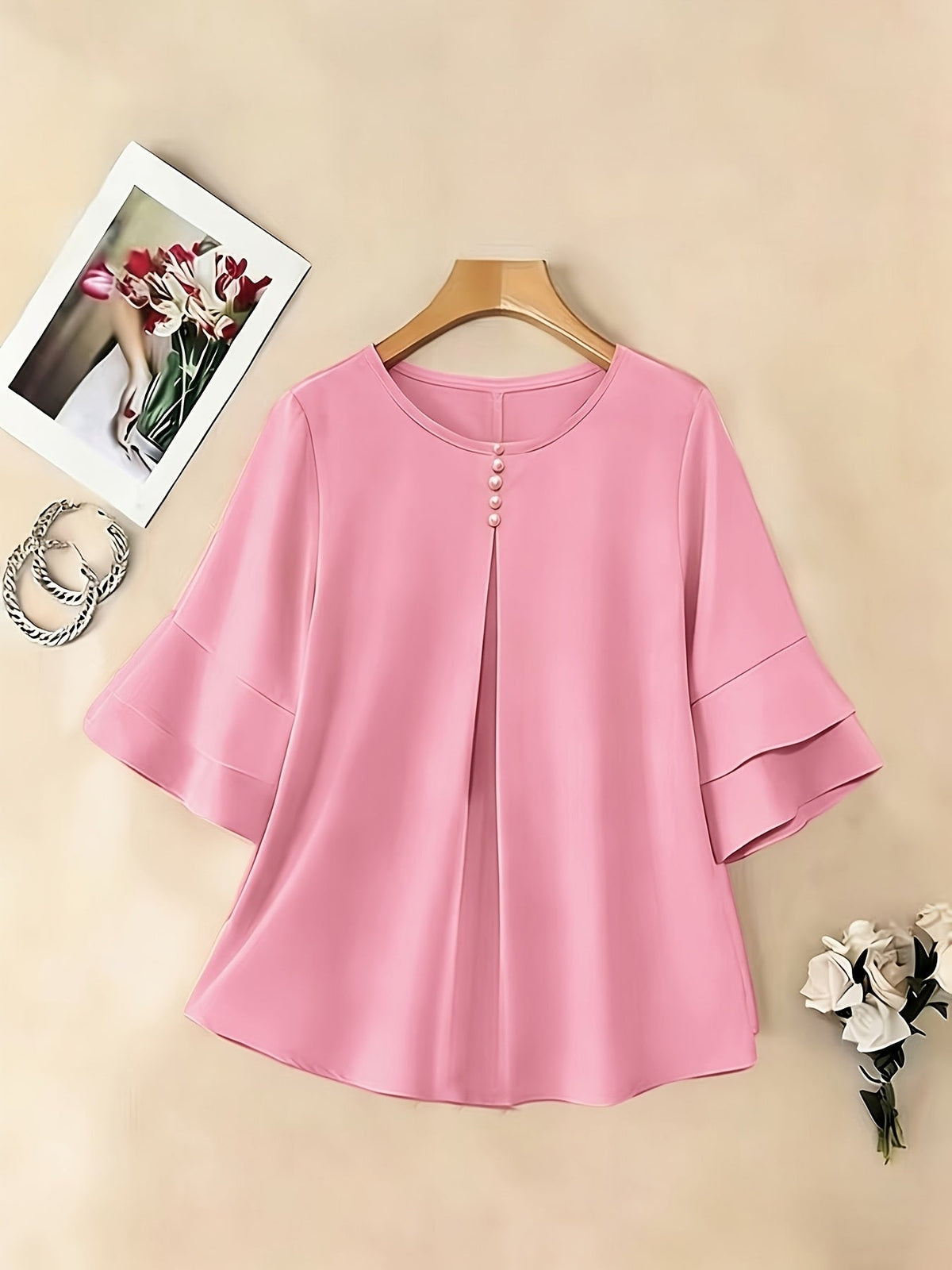 Olive | Women's Pleated Chiffon Tunic Blouse