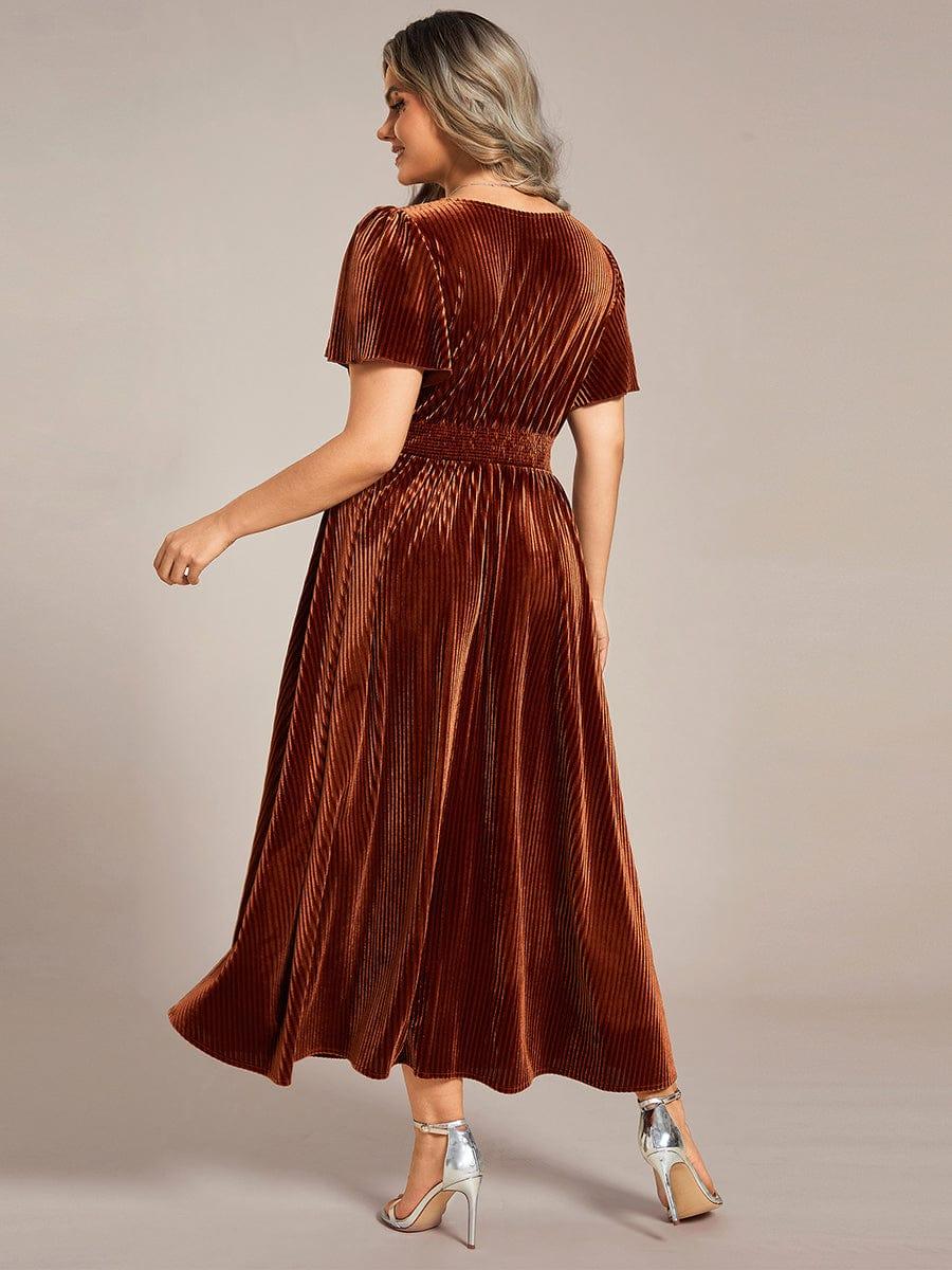 Priscilla-Georgia | Women's Plus Size Pleated Velvet Midi Dress
