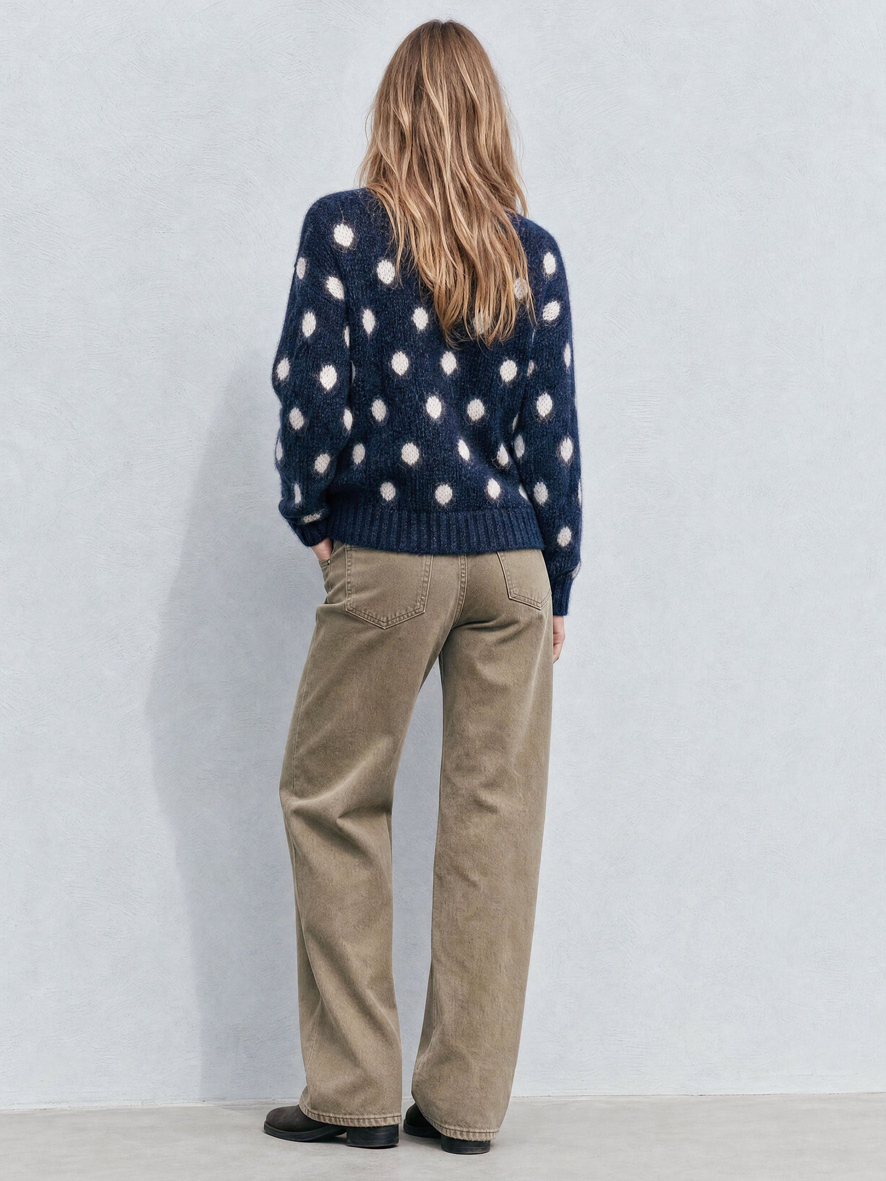 Nella | Women's Polka Dot Long-Haired Knit Pullover