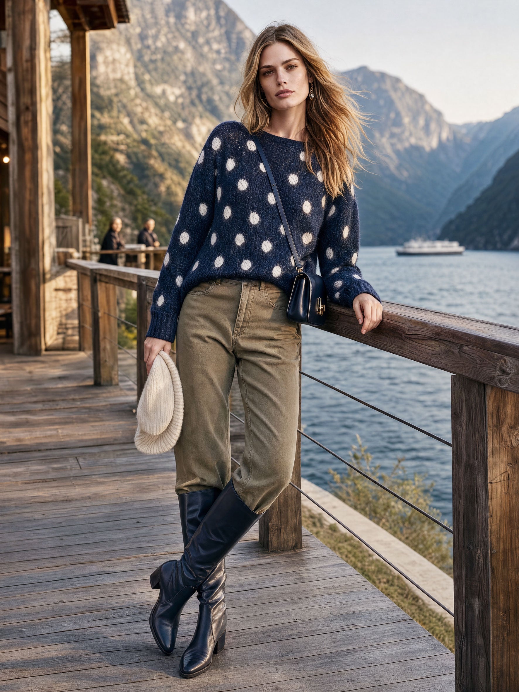 Nella | Women's Polka Dot Long-Haired Knit Pullover