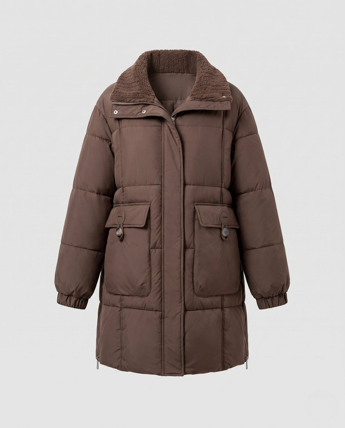 Alma | Women's Quilted Puffer Coat with Teddy Collar