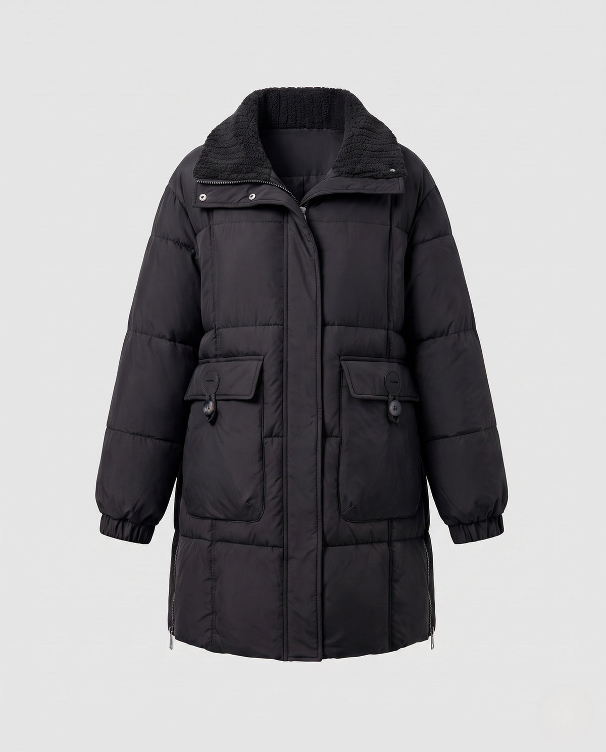 Alma | Women's Quilted Puffer Coat with Teddy Collar