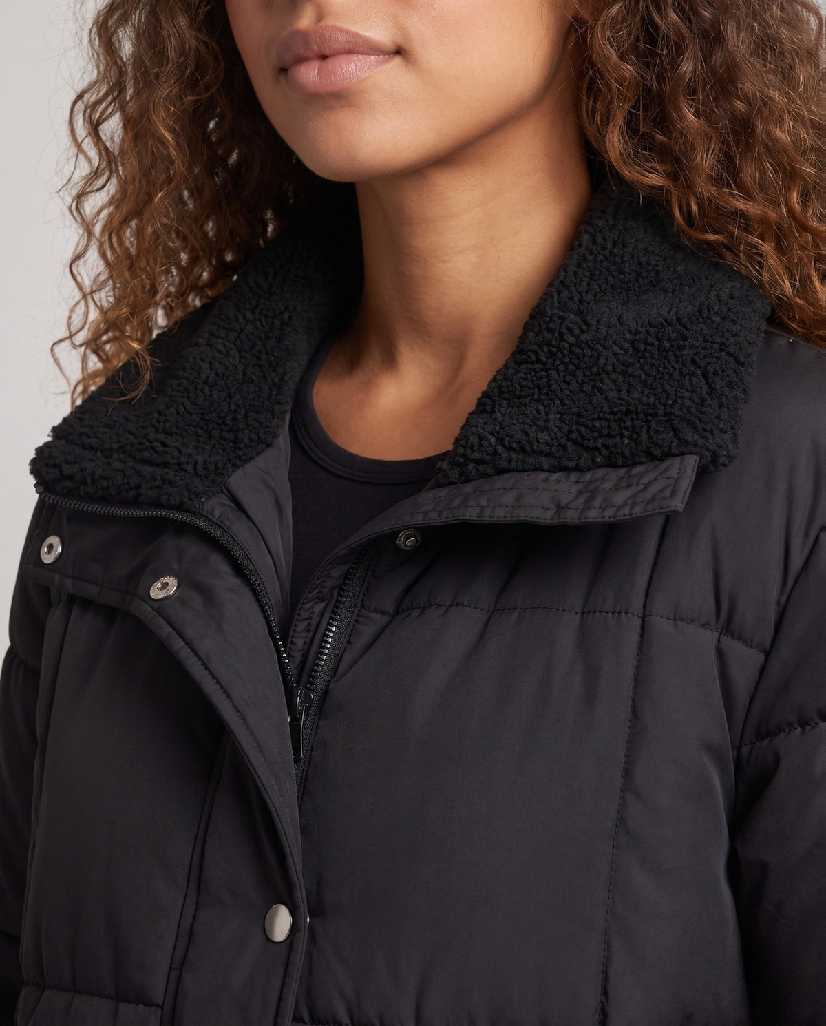 Alma | Women's Quilted Puffer Coat with Teddy Collar