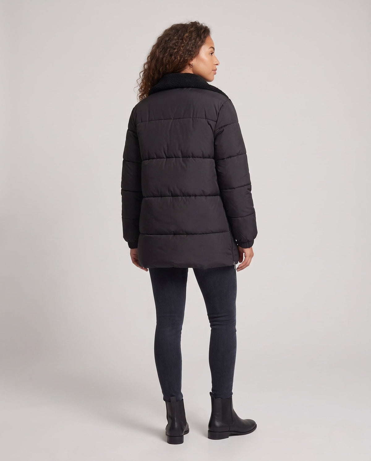 Alma | Women's Quilted Puffer Coat with Teddy Collar
