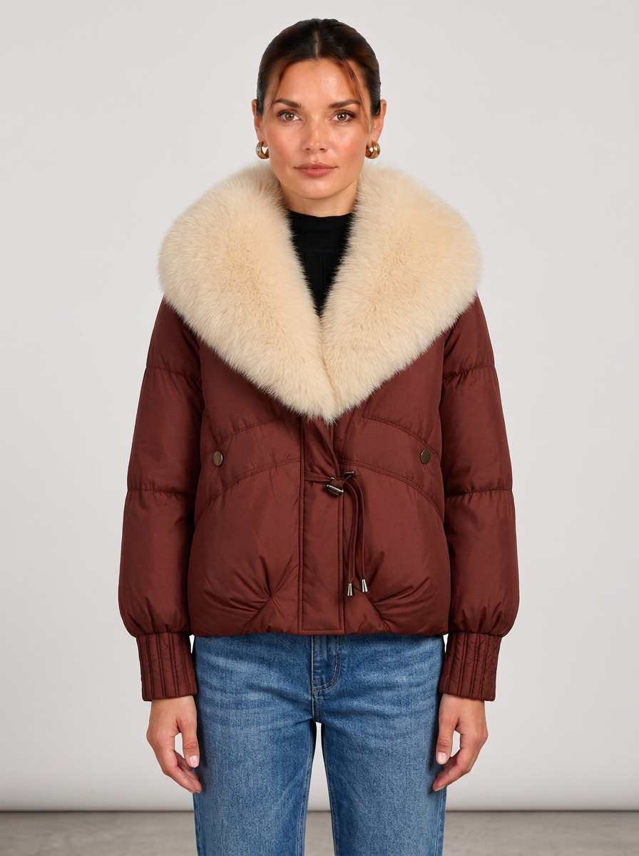 Silvia-Verna | Women's Quilted Puffer Jacket with Plush Collar