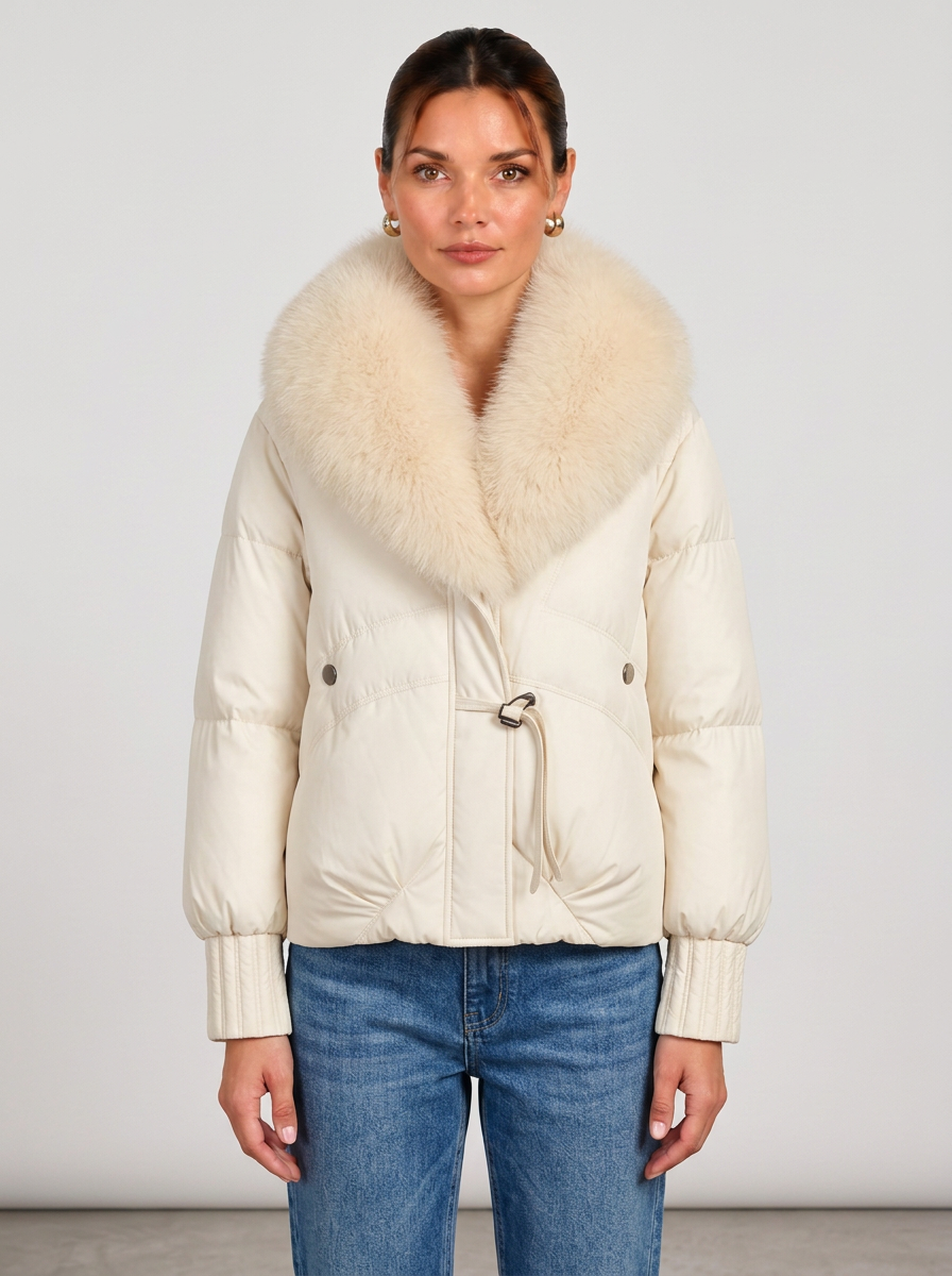 Silvia-Verna | Women's Quilted Puffer Jacket with Plush Collar