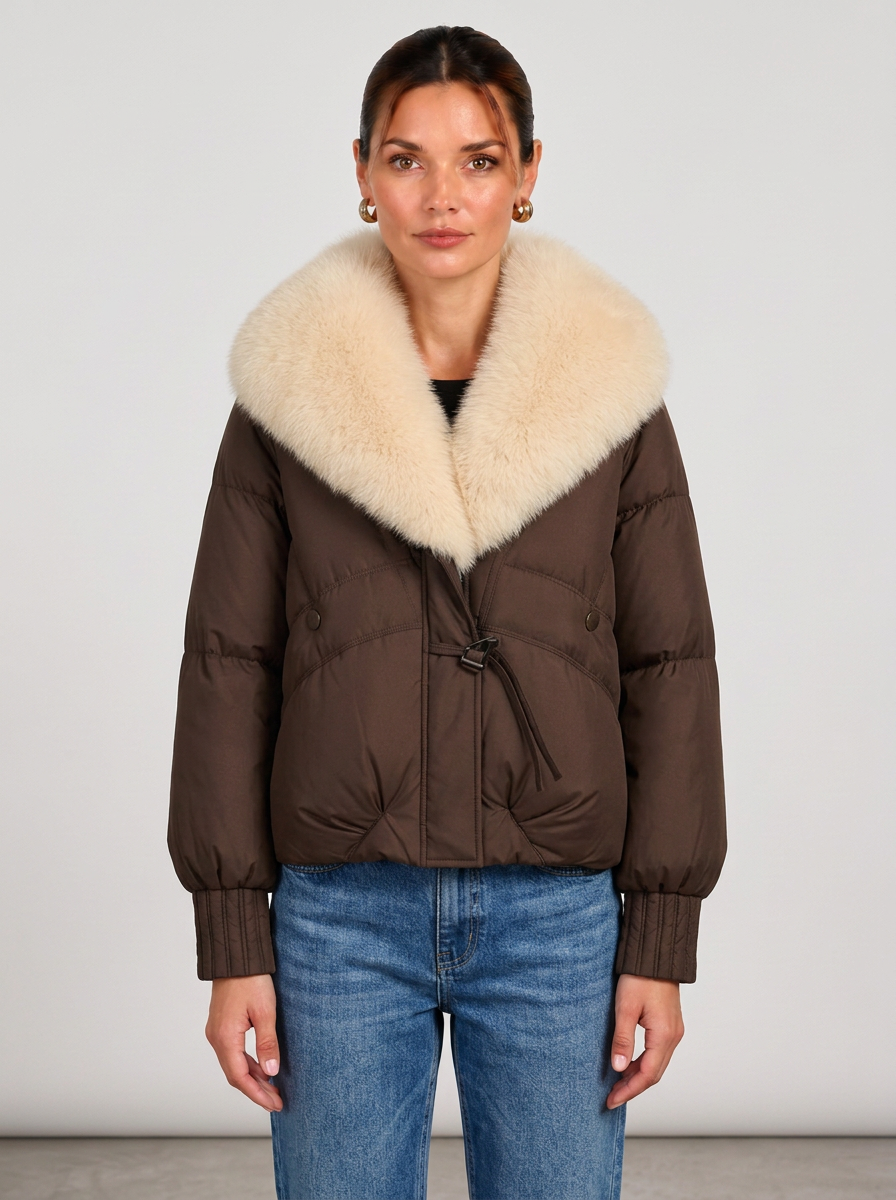 Silvia-Verna | Women's Quilted Puffer Jacket with Plush Collar