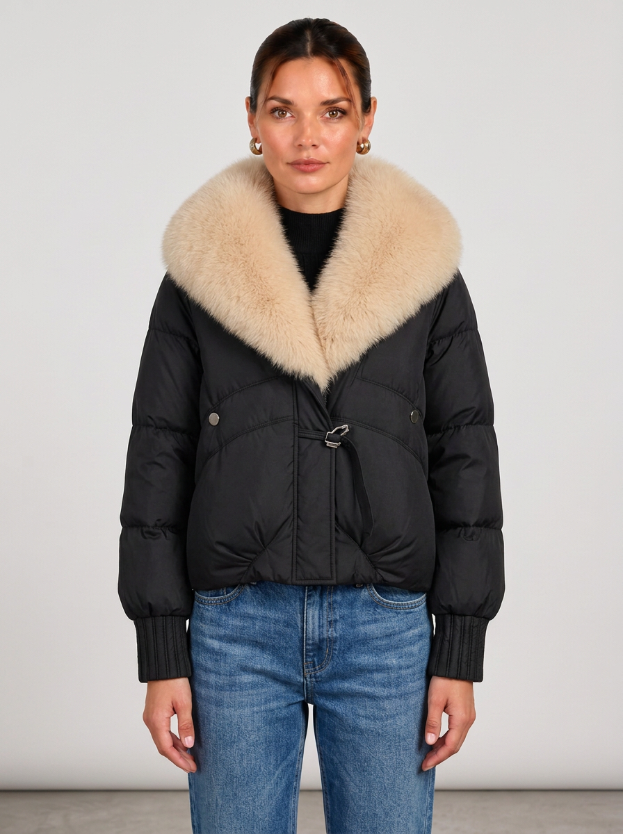 Silvia-Verna | Women's Quilted Puffer Jacket with Plush Collar