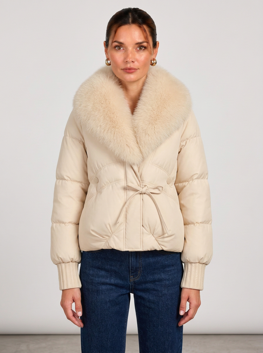 Silvia-Verna | Women's Quilted Puffer Jacket with Plush Collar
