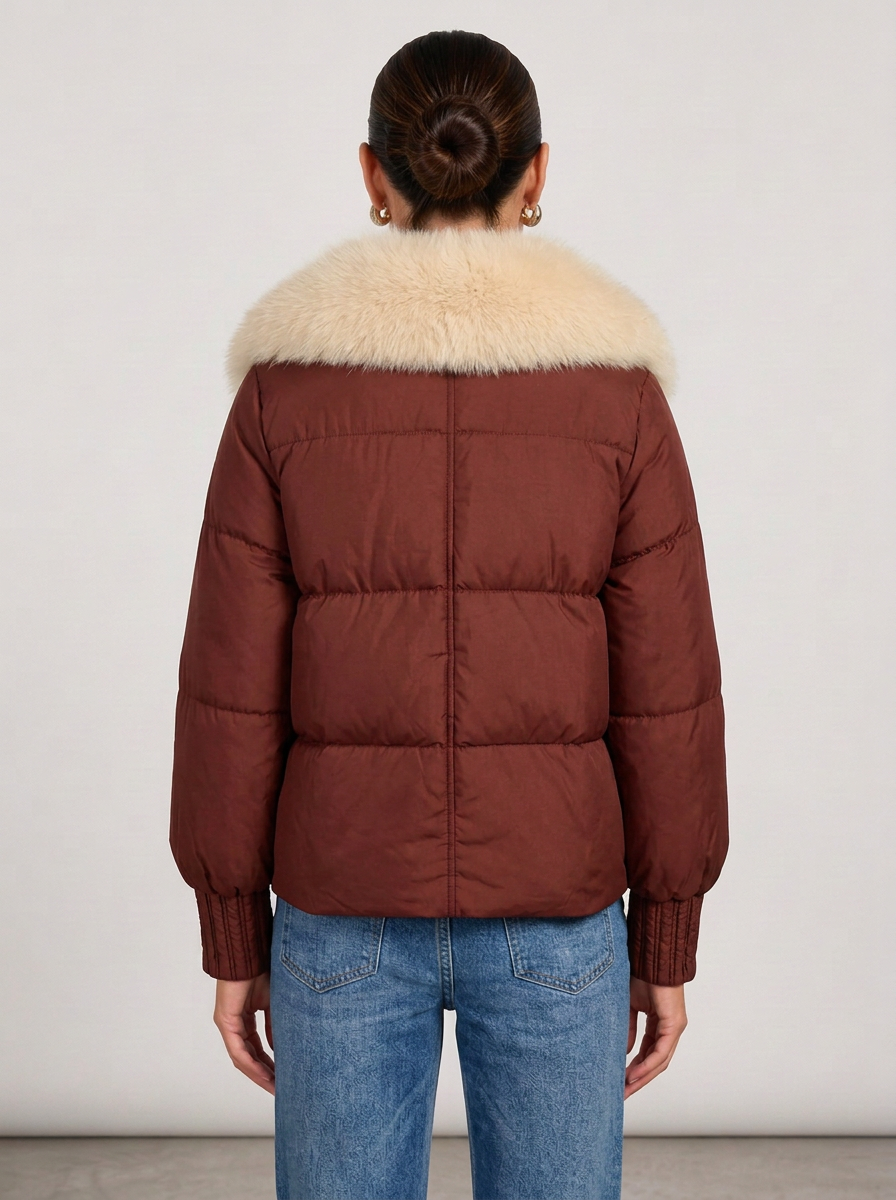 Silvia-Verna | Women's Quilted Puffer Jacket with Plush Collar