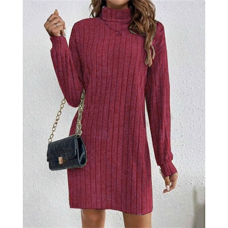Lucille-Paloma | Women's Ribbed High-Neck Jumper Dress