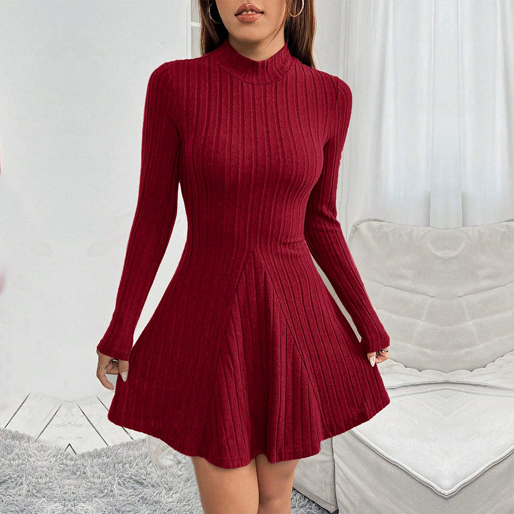 Margot | Women's Ribbed High-Neck Mini Dress