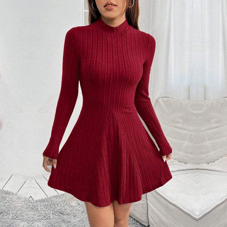 Margot | Women's Ribbed High-Neck Mini Dress