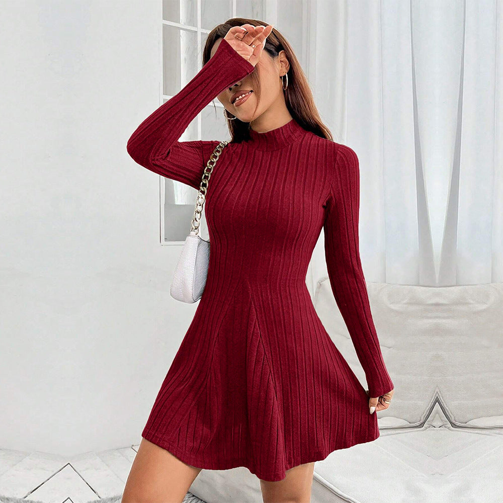 Margot | Women's Ribbed High-Neck Mini Dress
