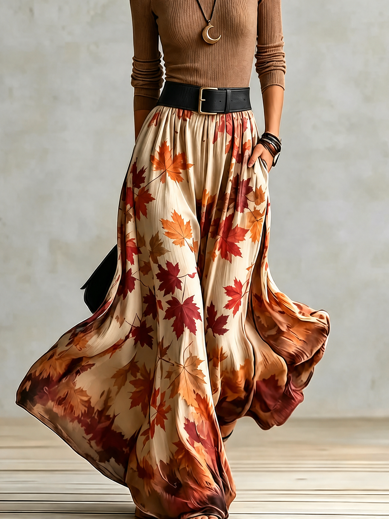 Stella | Women's Ribbed Knit Top & Pleated Midi Skirt Set