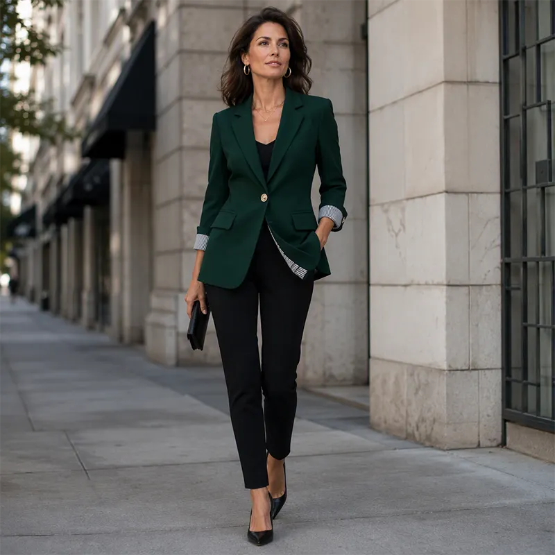 Lillian-Leonora | Women's Roll-Tab Sleeve Blazer