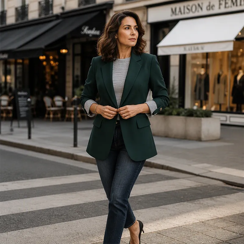Lillian-Leonora | Women's Roll-Tab Sleeve Blazer