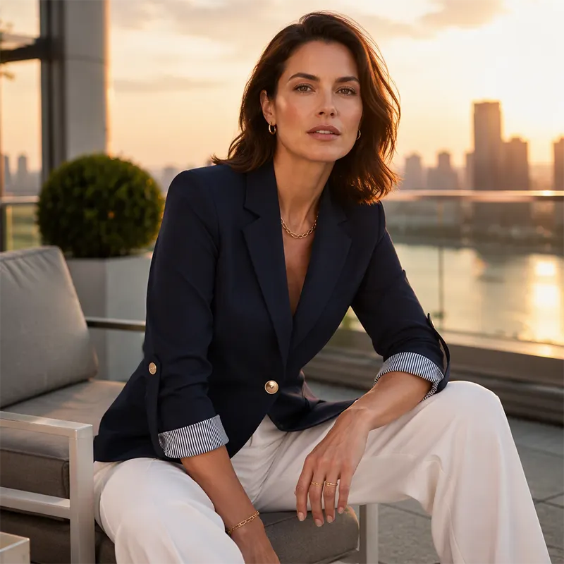 Lillian-Leonora | Women's Roll-Tab Sleeve Blazer
