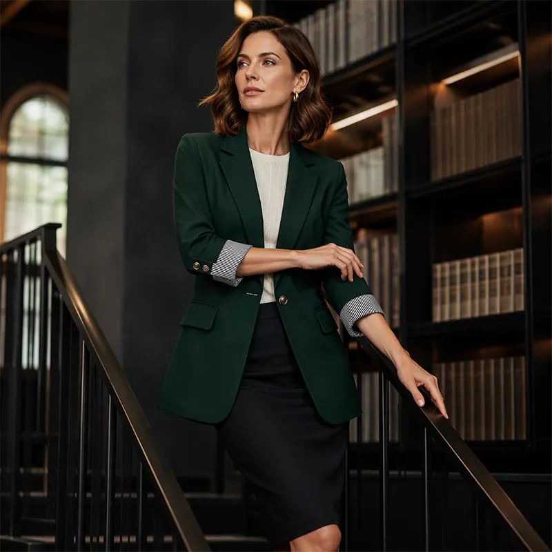 Lillian-Leonora | Women's Roll-Tab Sleeve Blazer