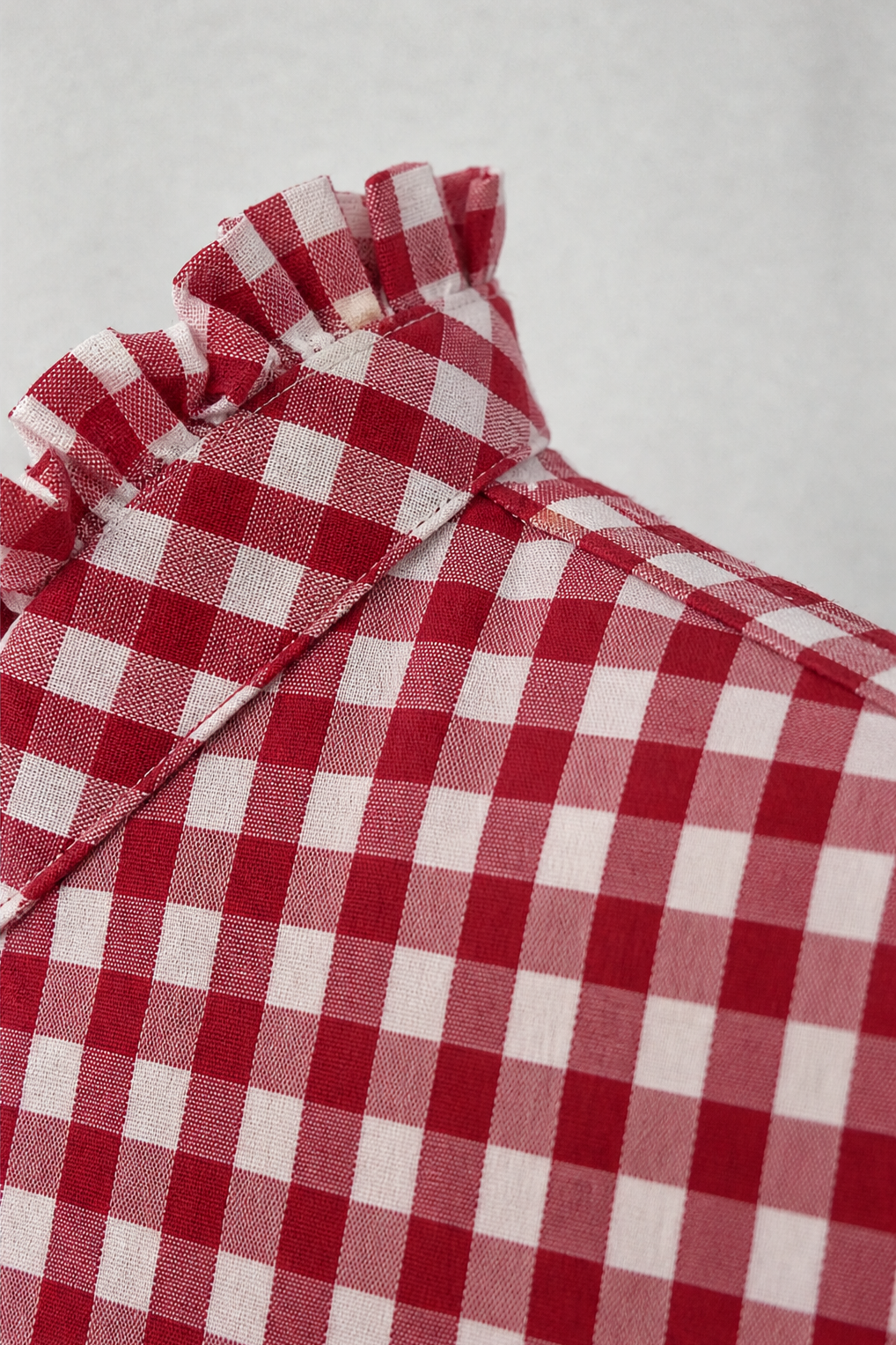 Flora-Tamara | Women's Ruffled Collar Checked Print Blouse
