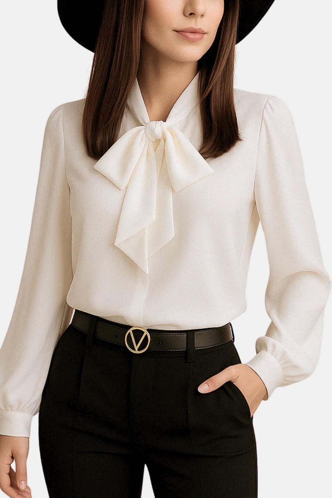 Tamara | Women's Satin-Feel Tie-Neck Blouse