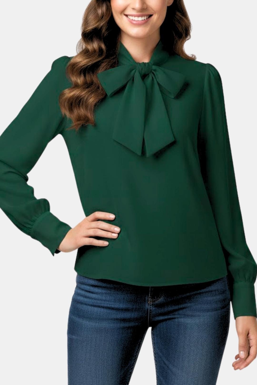 Tamara | Women's Satin-Feel Tie-Neck Blouse
