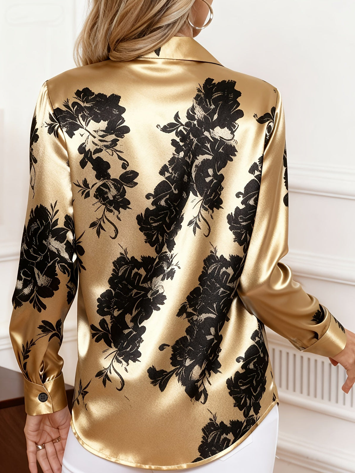 Sabine-Phyllis | Women's Satin Floral Jacquard Blouse