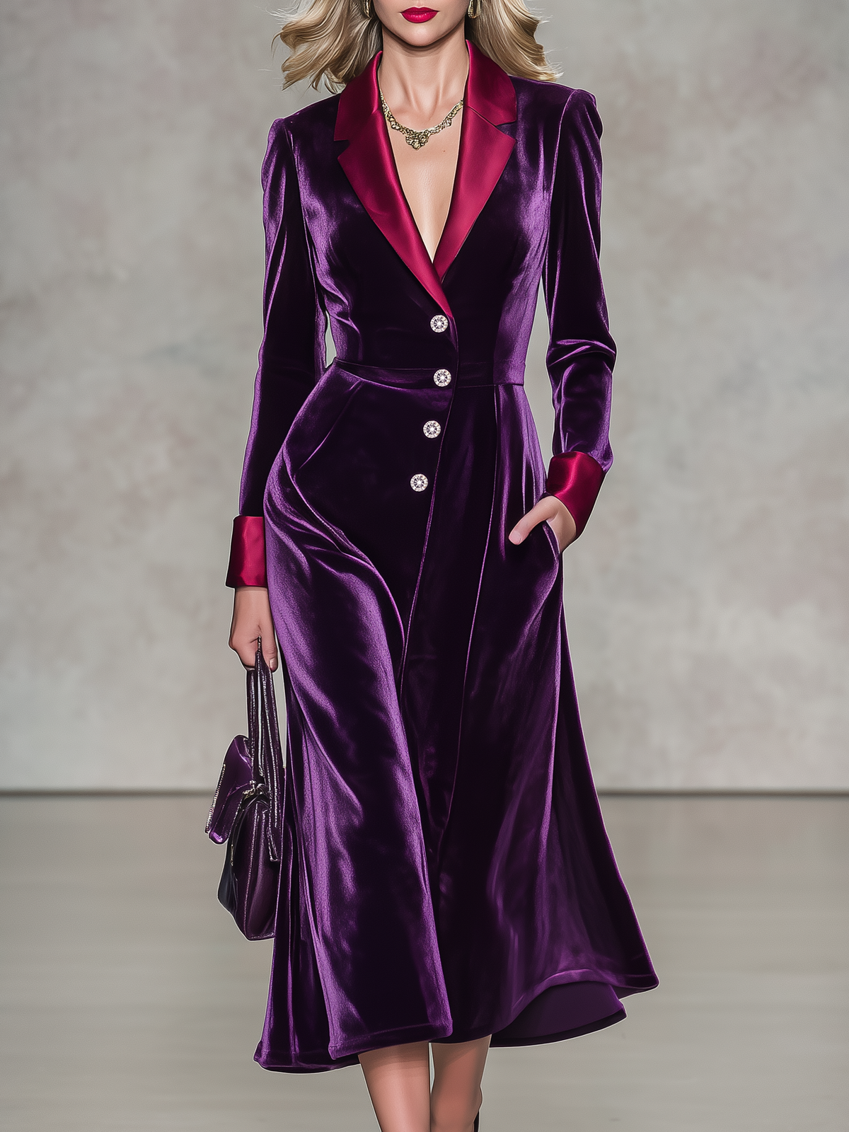 Mabel | Women's Satin-Trim Velvet Sweater Dress