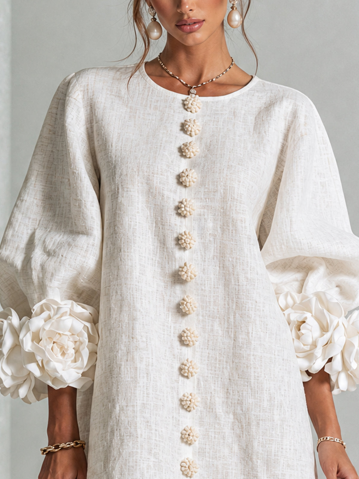 Josephine | Women's Sculptural Rose-Cuff Mini Dress