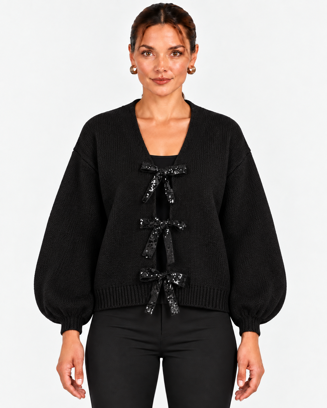 Bianca | Women's Sequin Bow-Tie Cardigan