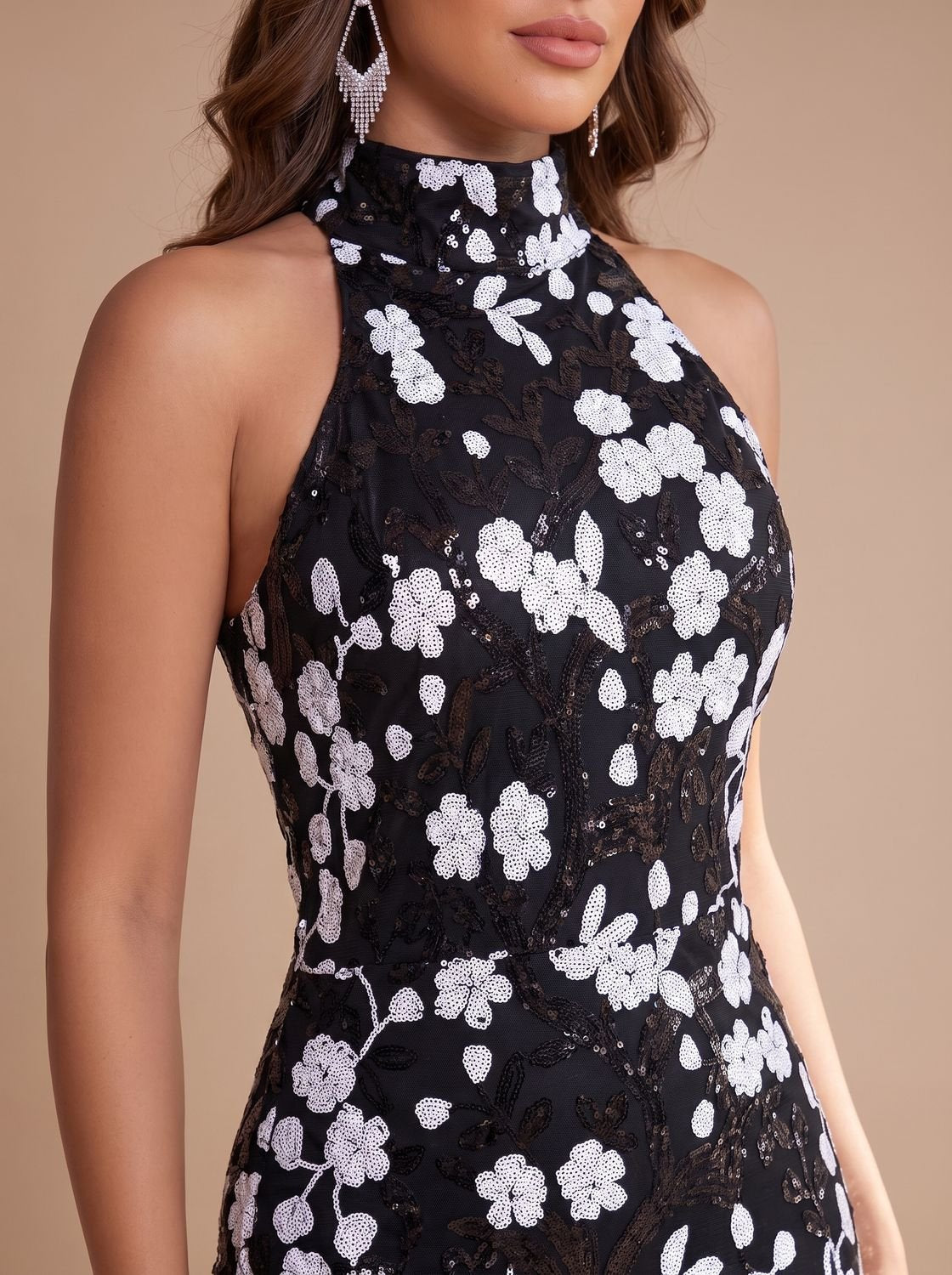 Meredith-Greta | Women's Sequin Floral Mermaid Maxi Dress