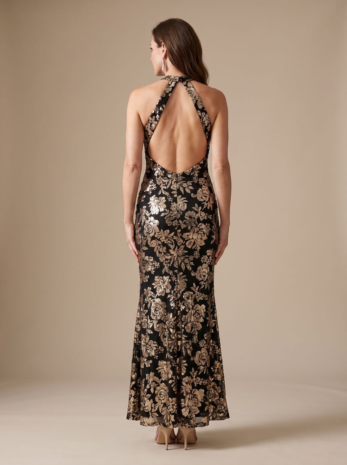 Meredith-Greta | Women's Sequin Floral Mermaid Maxi Dress