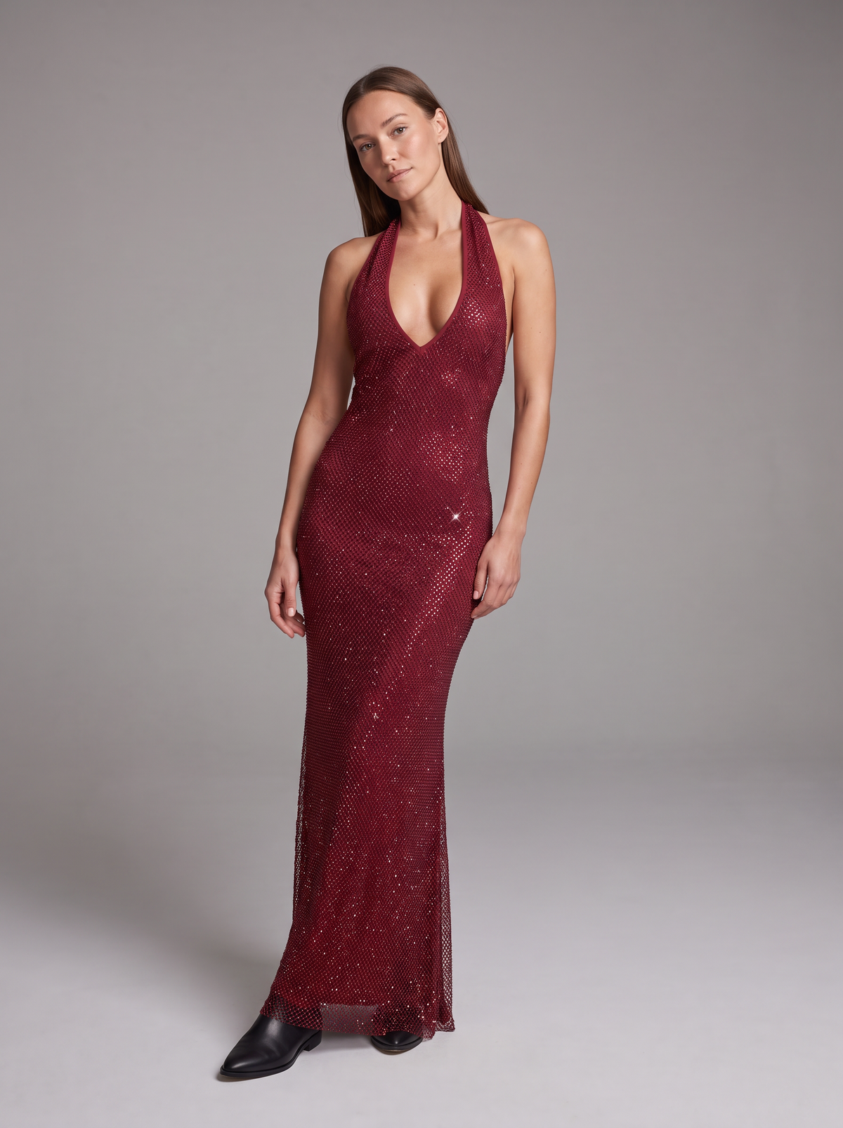 Ivy-Veronica | Women's Sequin Halter Maxi Dress