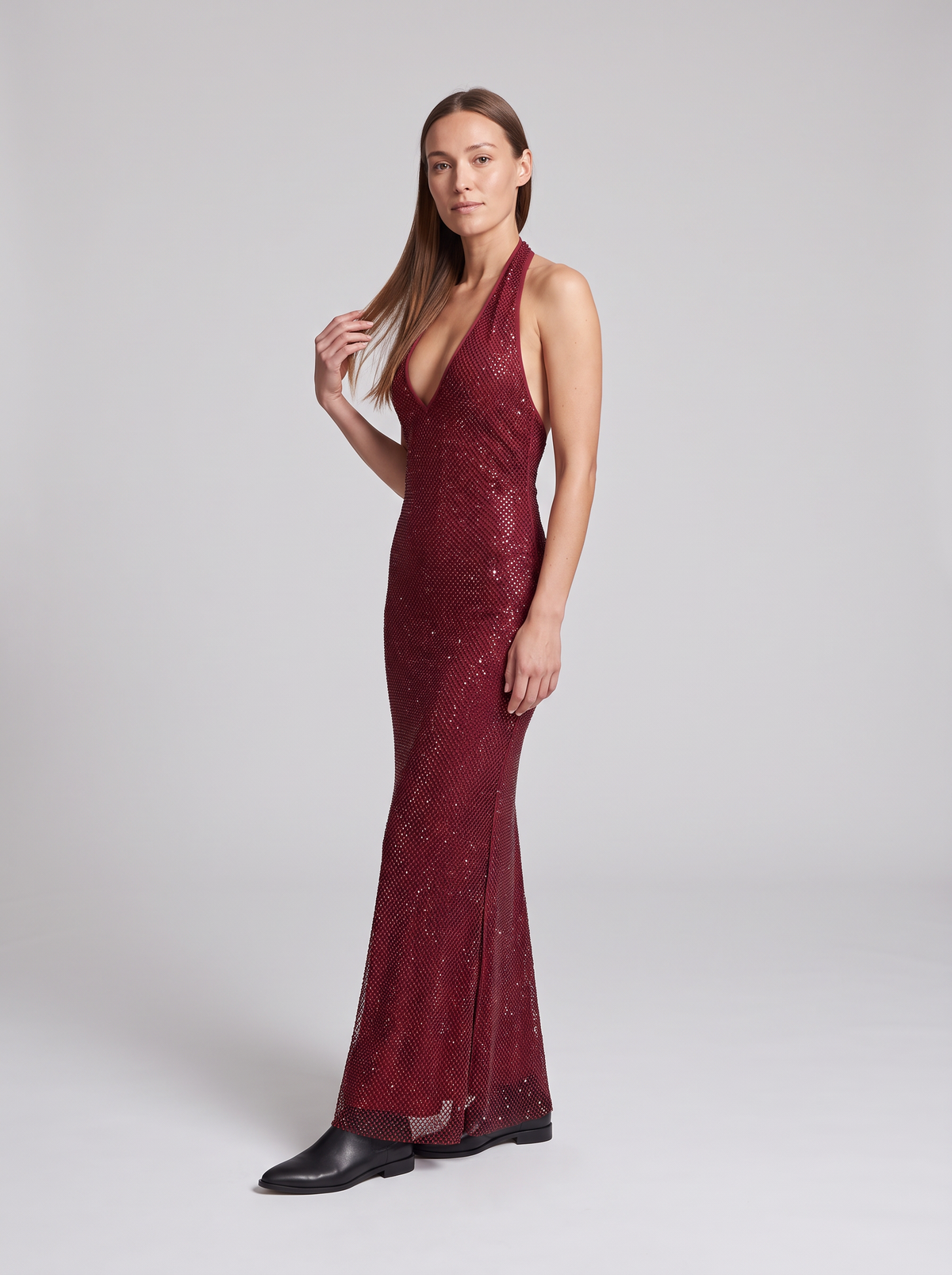 Ivy-Veronica | Women's Sequin Halter Maxi Dress