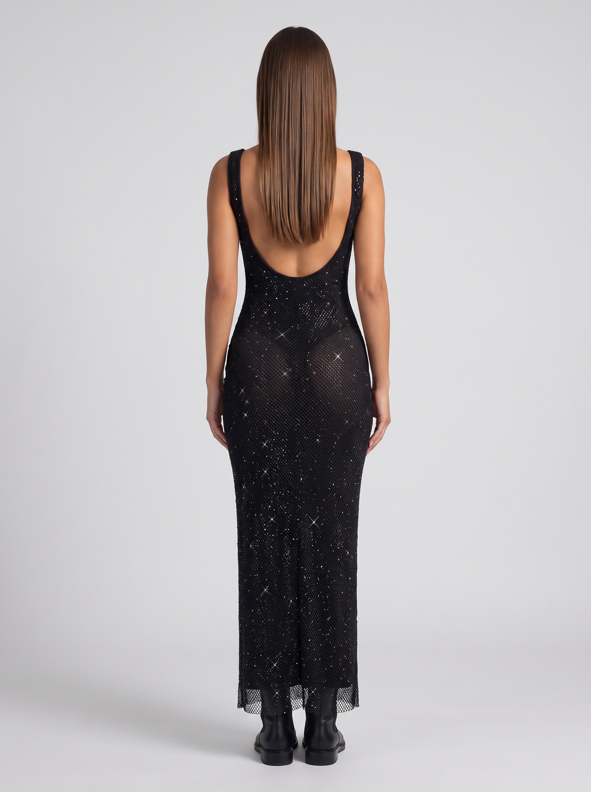 Leonora-Ivy | Women's Sequin Square-Neck Maxi Dress