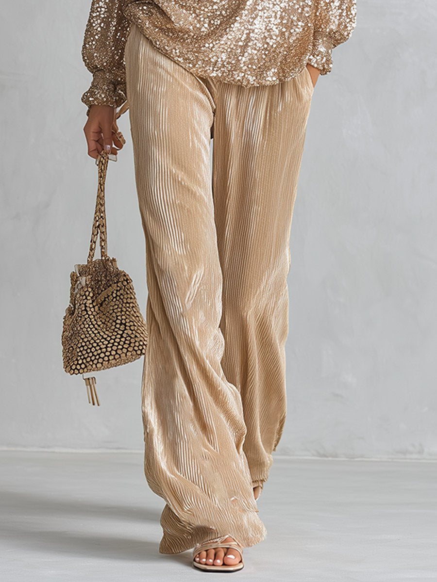 Pauline-Alma | Women's Sequin Top & Velvet Trousers Set