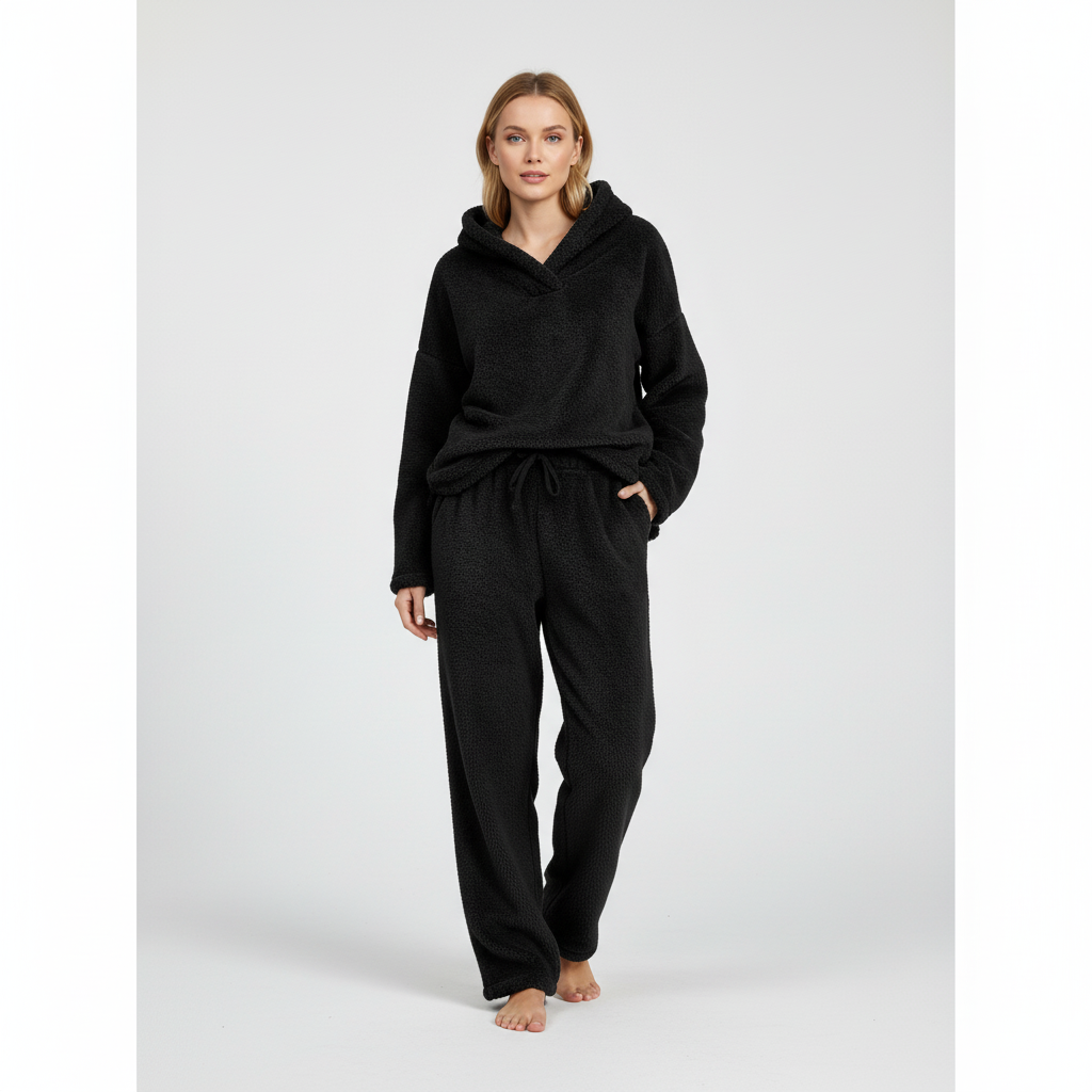 Ruth-Ophelia | Women's Shawl-Collar Teddy Fleece Lounge Set