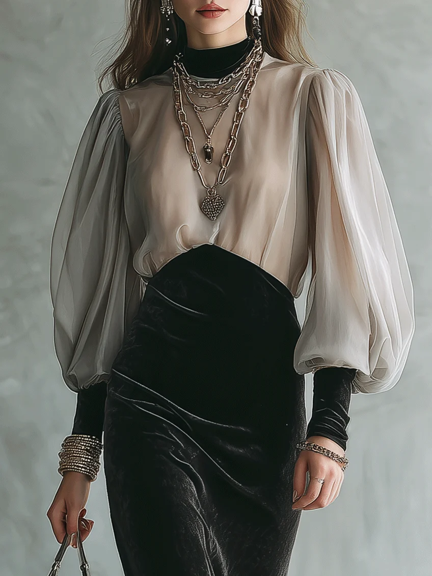 Frida | Women's Sheer-Sleeve Velvet Midi Dress