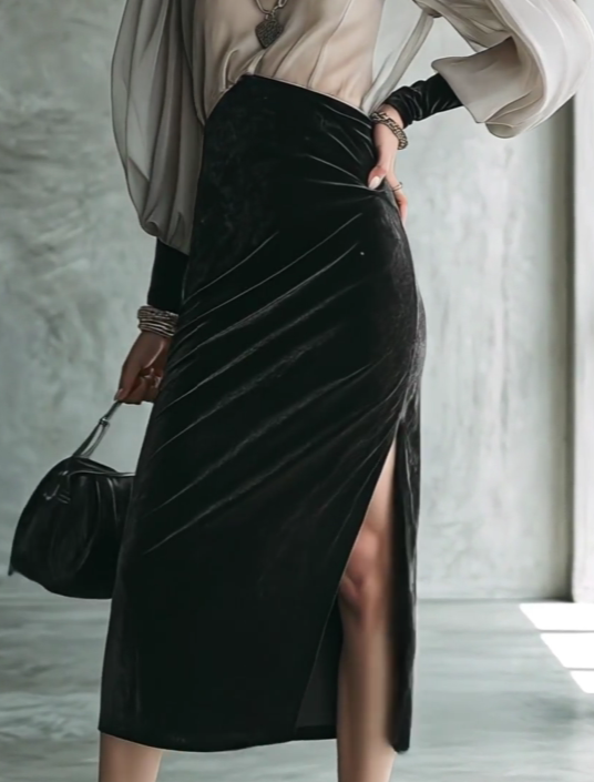 Frida | Women's Sheer-Sleeve Velvet Midi Dress
