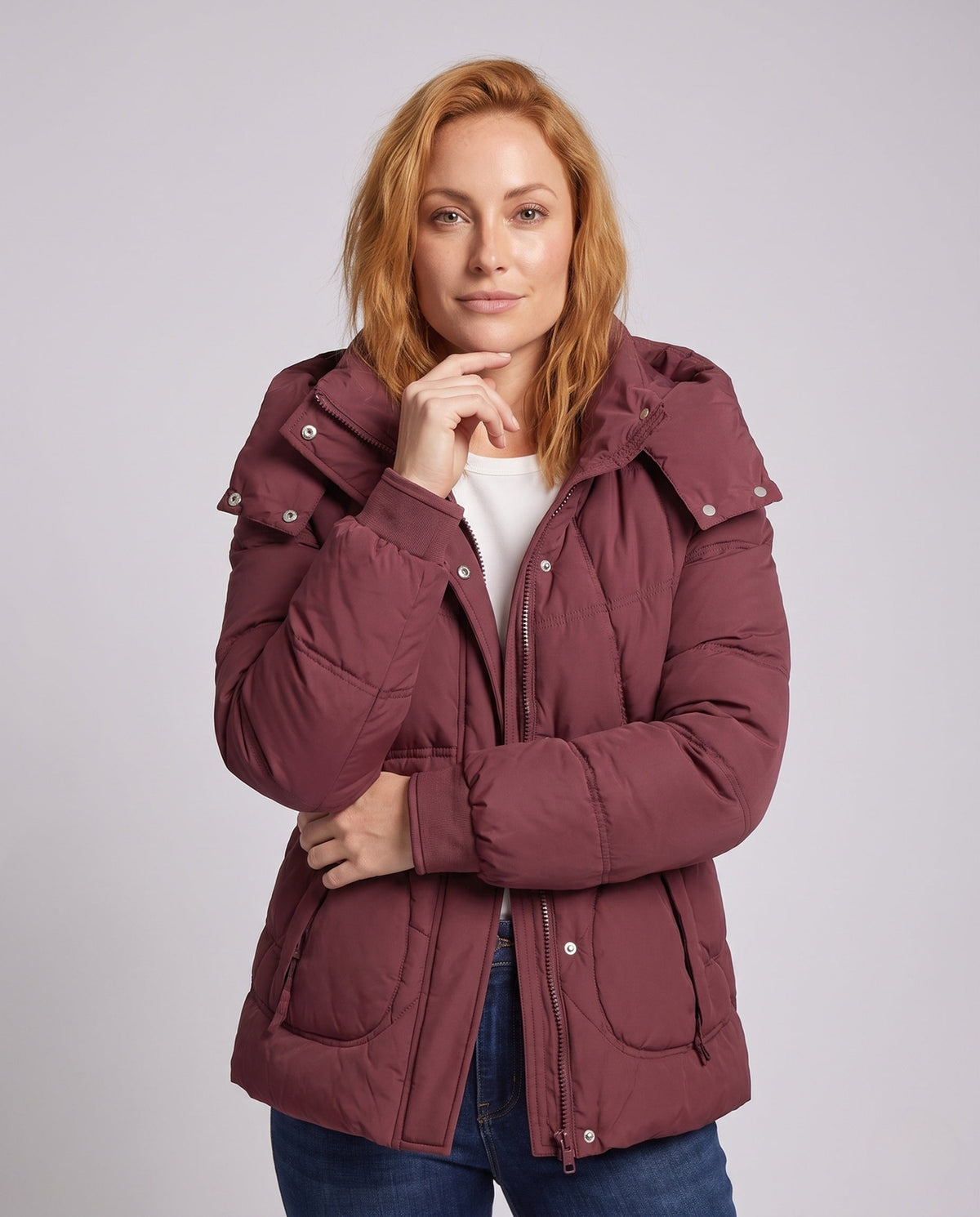 Estelle | Women's Short Puffer Coat with Removable Hood