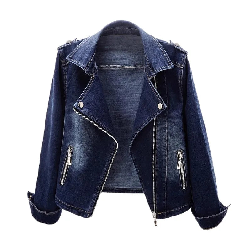 Delia-Gloria | Women's Slim Denim Biker Jacket