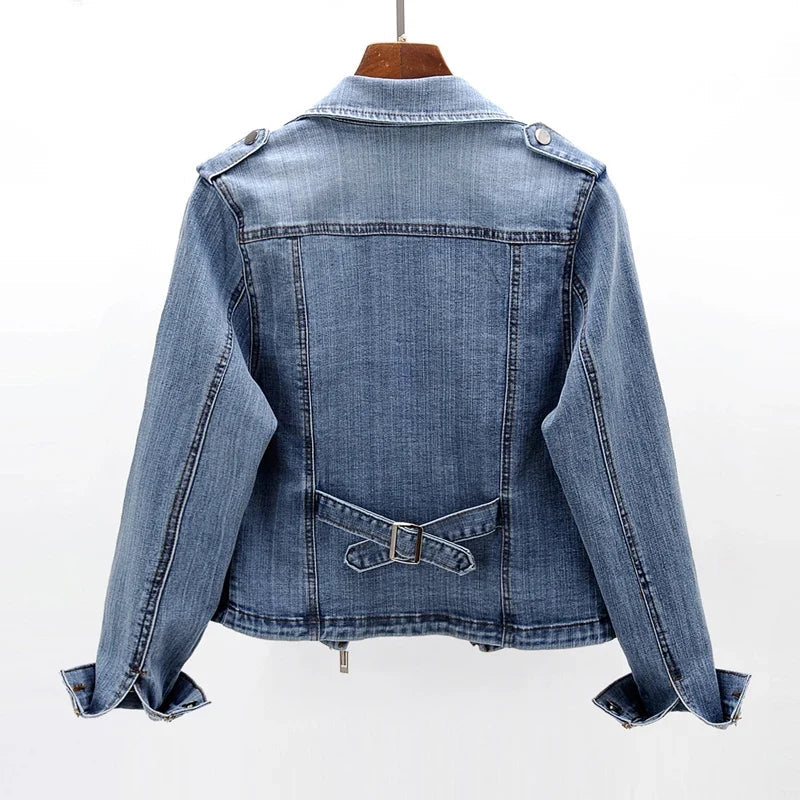 Delia-Gloria | Women's Slim Denim Biker Jacket