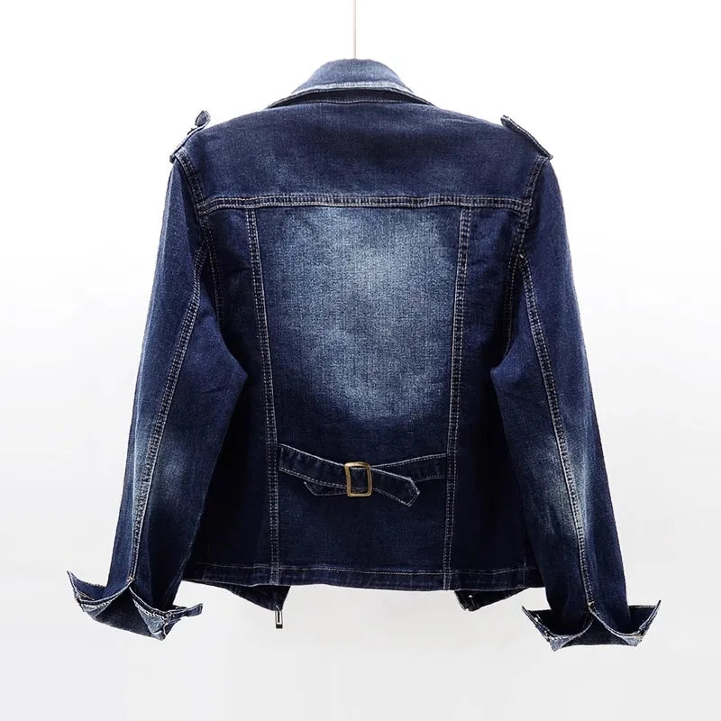 Delia-Gloria | Women's Slim Denim Biker Jacket