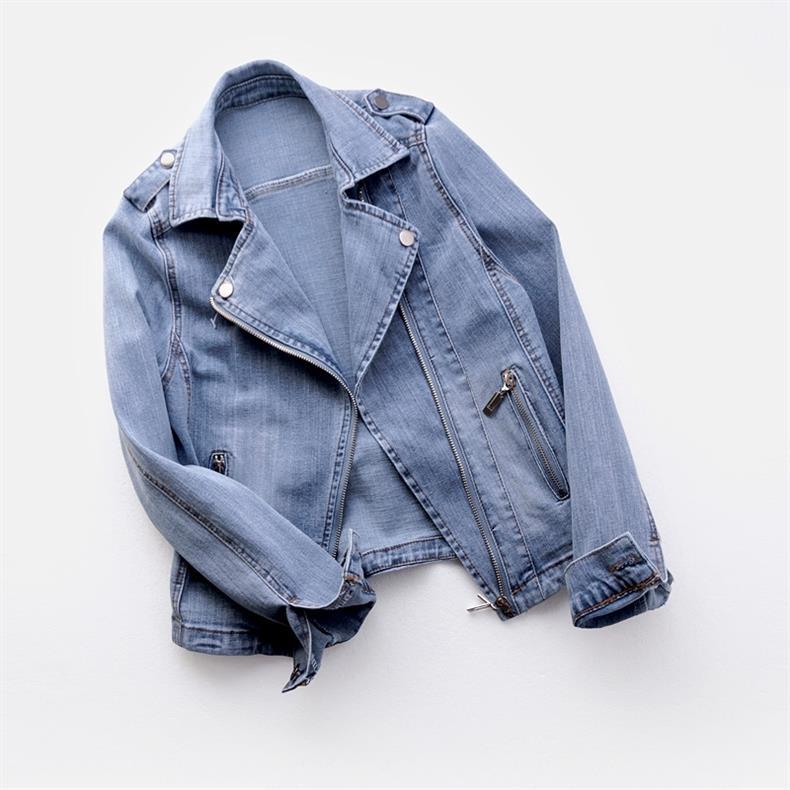 Delia-Gloria | Women's Slim Denim Biker Jacket