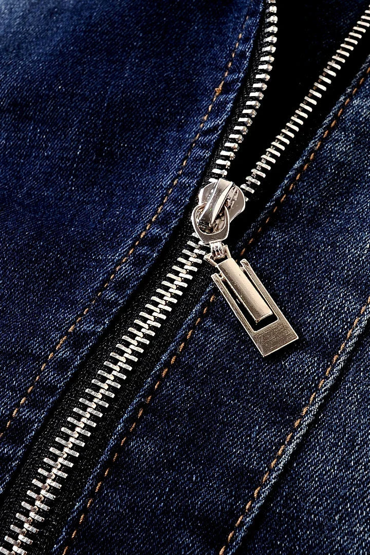 Delia-Gloria | Women's Slim Denim Biker Jacket