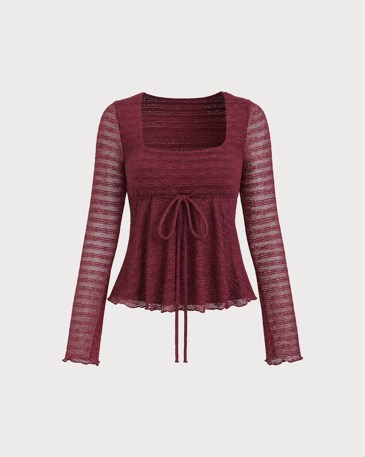 Lydia | Women's Square-Neck Waffle Knit Top with Bell Sleeves
